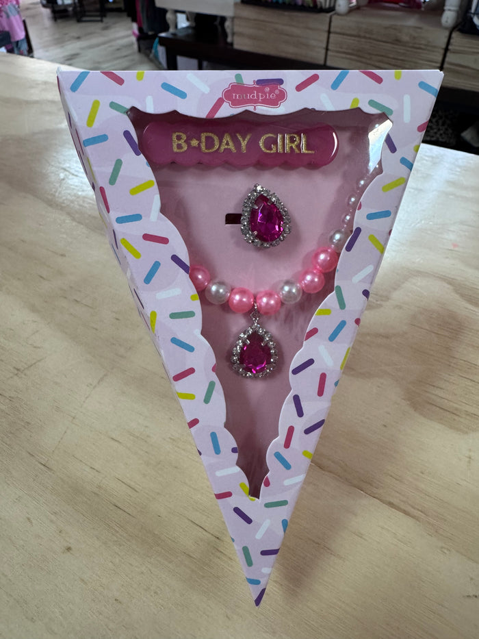 Kids Jewel Set- "Birthday Cake; Hot Pink"