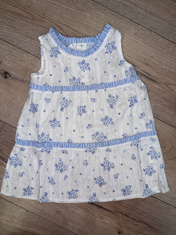 "Blue Floral Tiered" Kids Dress