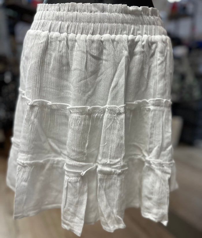 "White Ruffled Mini" Skirt