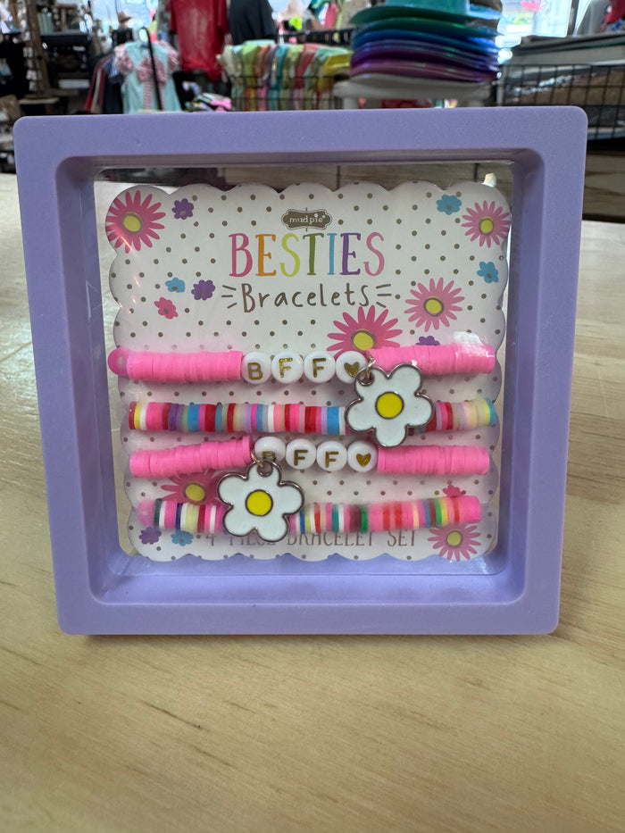 Kids Beaded Bracelet- "BFF; Flower"