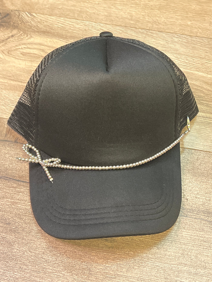 "Clarissa" Hat Bands- "Beaded Bows" Silver