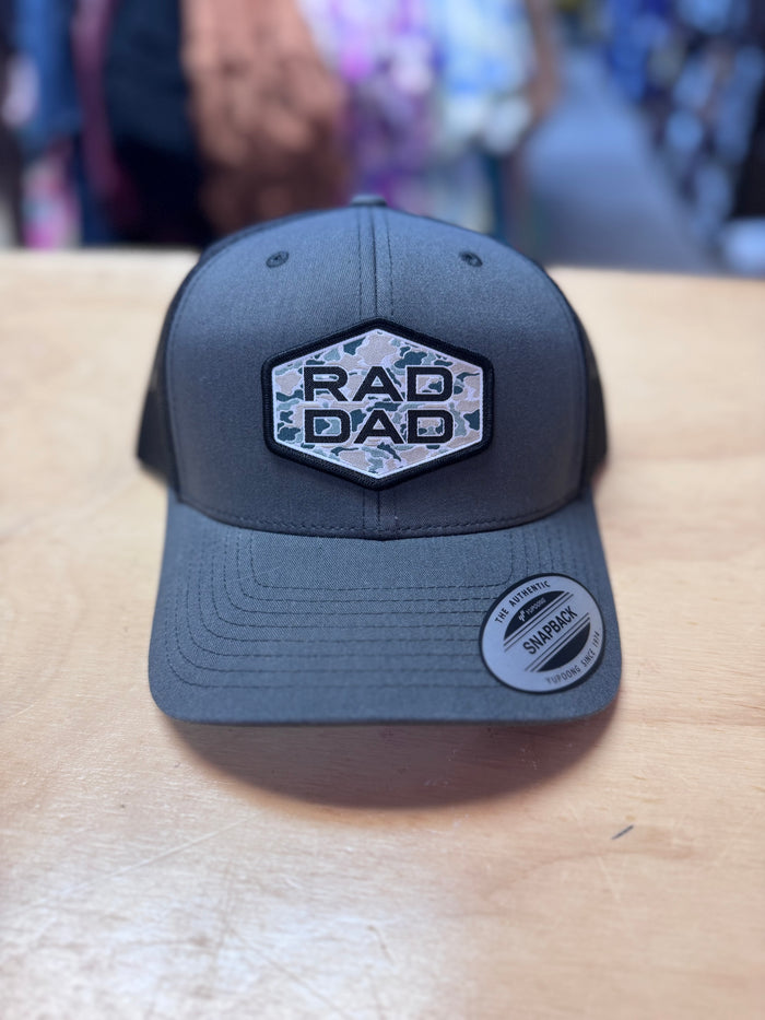 Men's Hat- "Rad Dad Duck Camo Patch" Charcoal Snapback