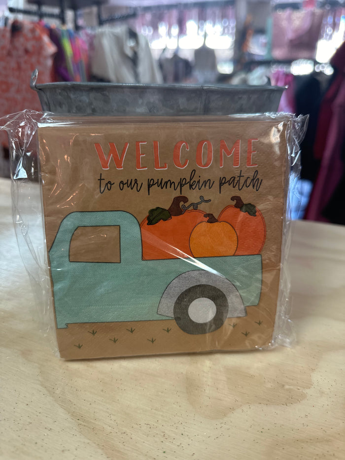 Cocktail Napkins- "Welcome To Our Pumpkin Patch"