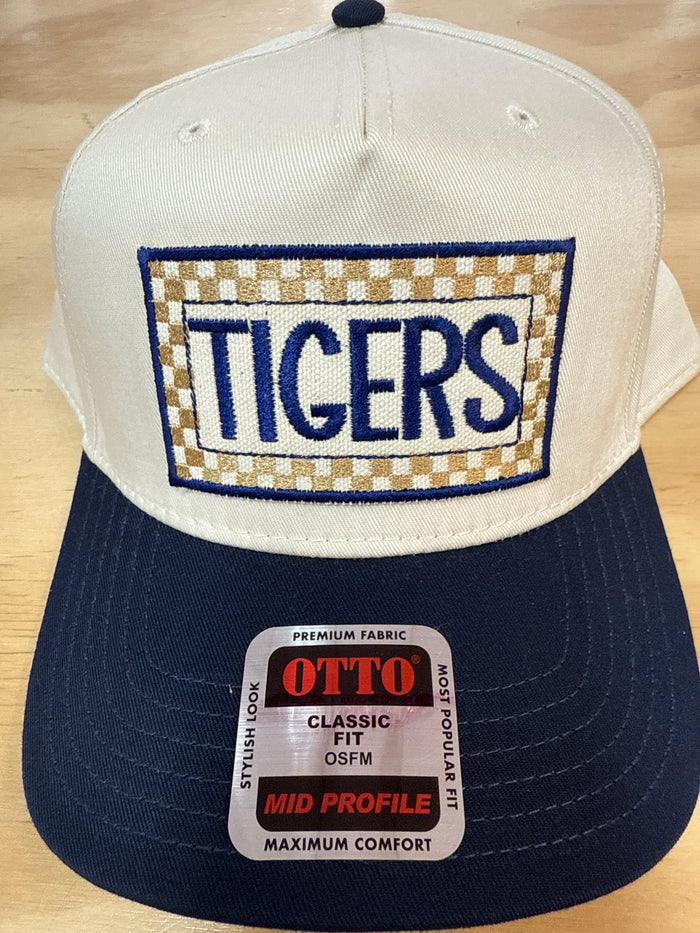 "Tigers; Gold Checkered Patch" Vintage Trucker Hat