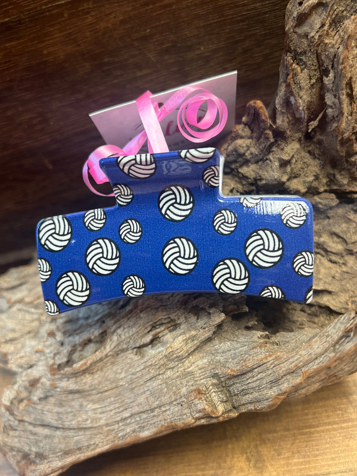 "Fara" Hair Claw Clip- "Volleyball Theme" Navy