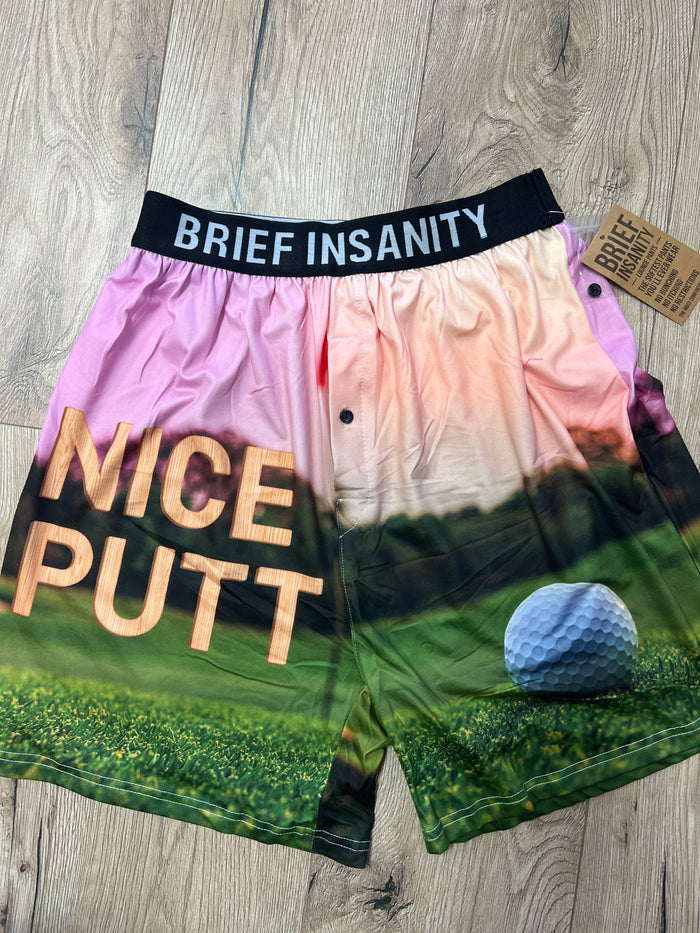 Men's Boxers- "Nice Putt" Golf Theme