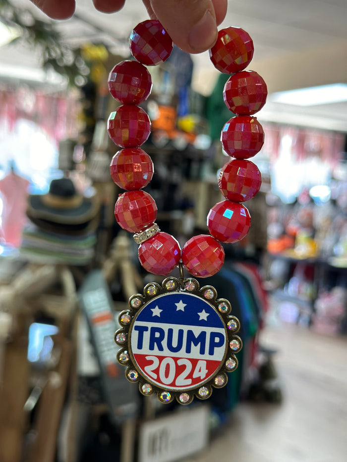 Dawson Bracelets- "Trump 2024" Red Shiny Beads