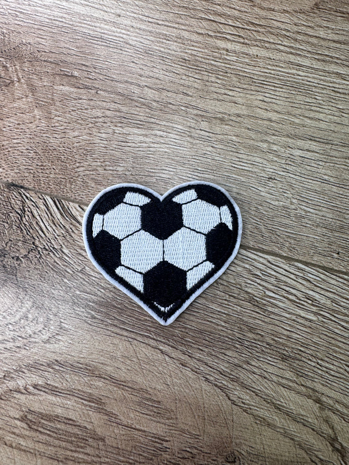 Hat Patches (Embroidered)- "Stitch Heart; Soccer" (2.5X2)