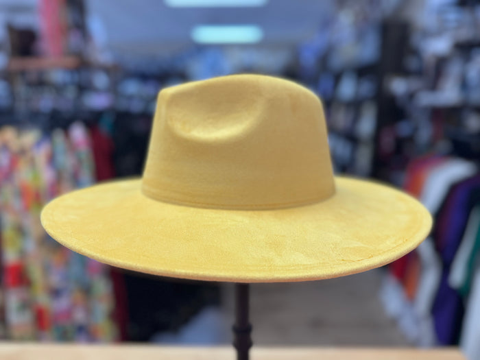 Suede (Wide Brim) Fedora- Yellow