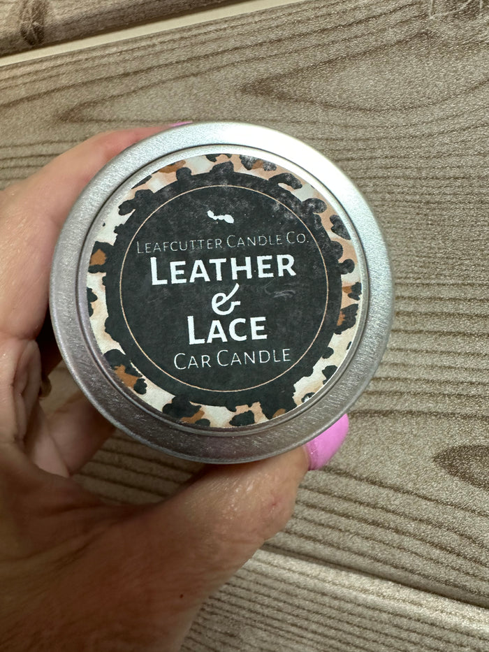 Car Tin Candle- Leather & Lace