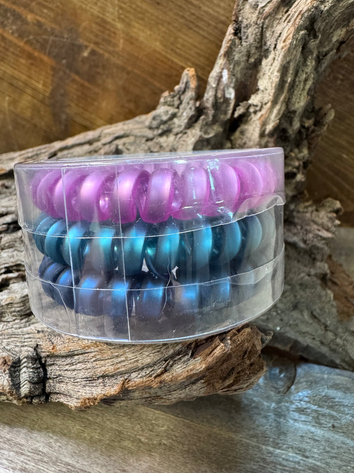 HT Hair Ties (Medium)- Iridescent Matte Pink & Green