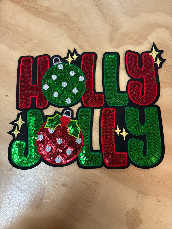 Shirt Patches (Sequins)- "Holly Jolly" Green & Red (10.5X8.5)