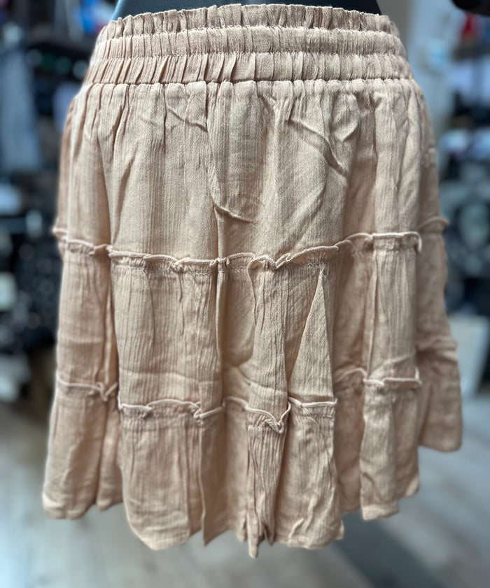 "Tan Ruffled Mini" Skirt