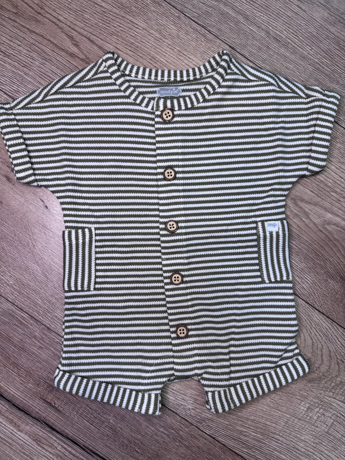 "Green Stripe" Shortall Onesie