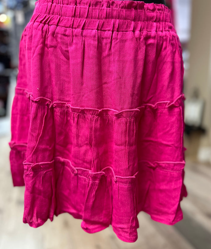 "Hot Pink Ruffled Mini" Skirt