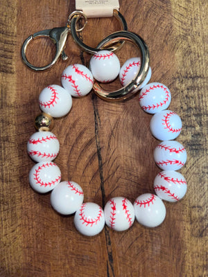 Beaded Galore Key Ring- Baseball