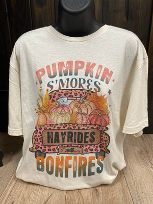 "Pumpkin, S'mores, Hayrides, Bonfires" Rhinestone Tee