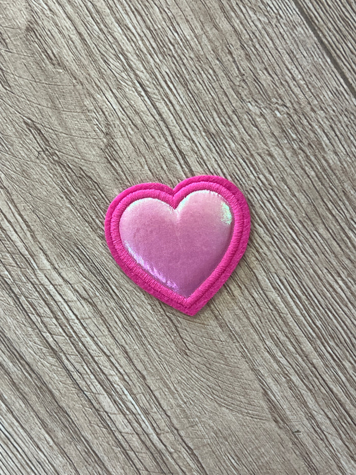 Hat Patches (Holographic)- "Puffed Hearts" Hot Pink (2X2)