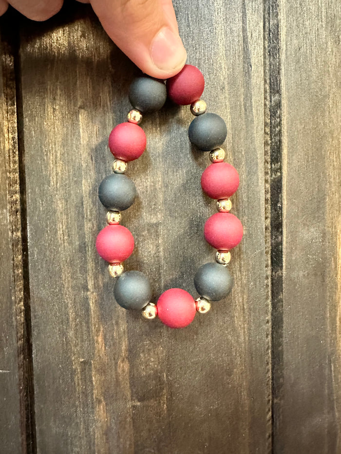 Ruby Bracelet- "Maroon & Black" Beaded