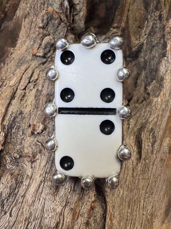Jessica Rings- "4;2 White" Silver Beaded Domino