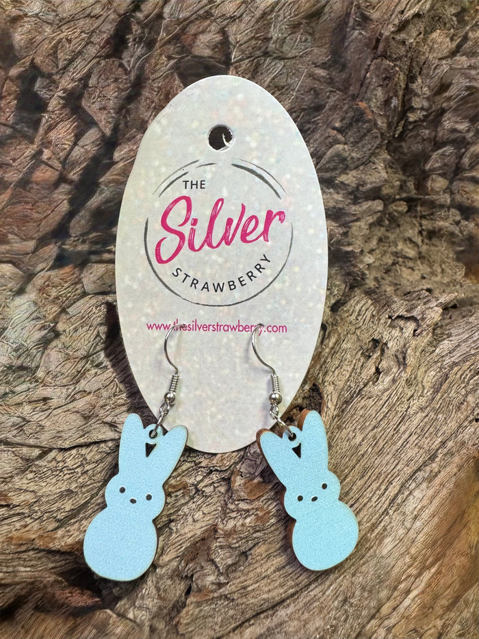 The Woody Earrings- "Bunny Peeps" Blue