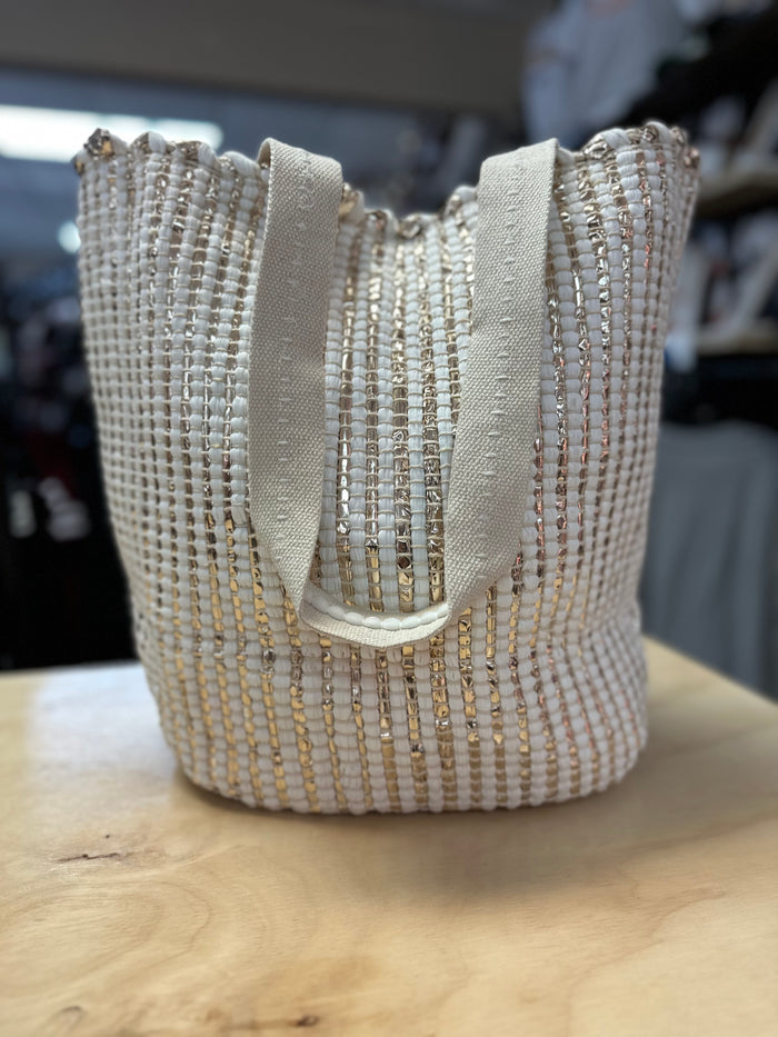 Natural Beauty Totes- "Hand Woven" White