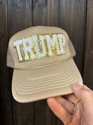 "Trump" Chenille Letters Khaki Hat