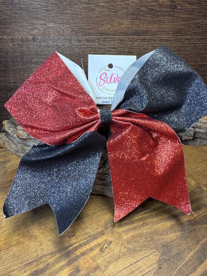 Cheer Double Bows- "Red & Black" Glitter
