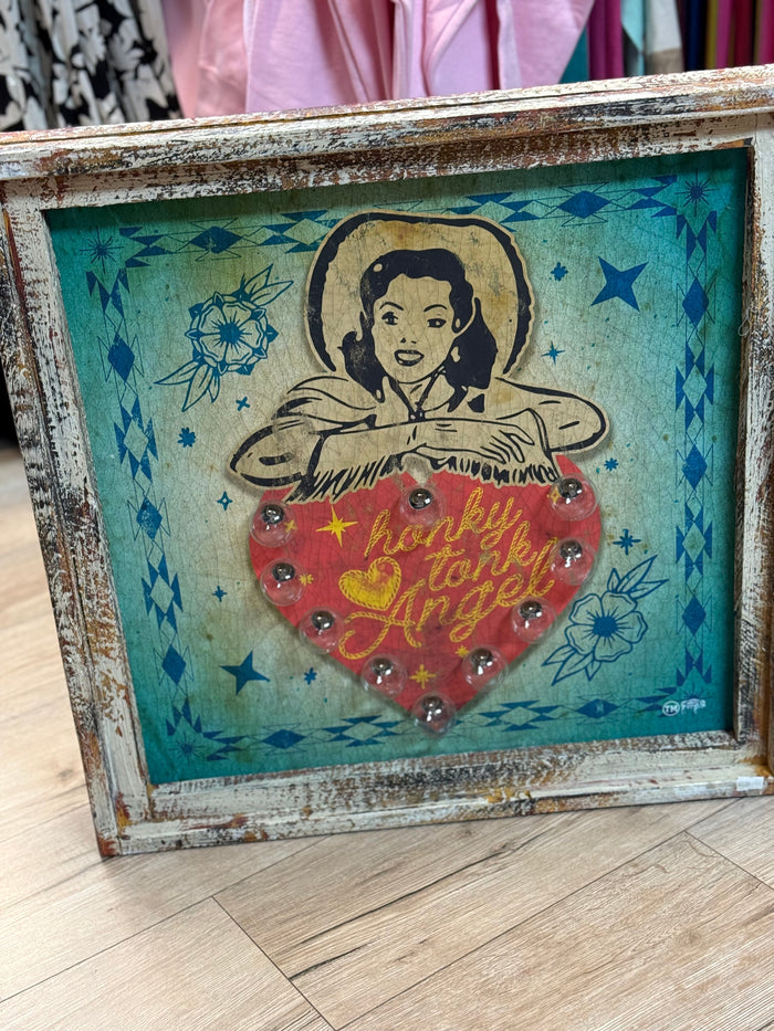 Wall "Light Up" Décor- "Honky Tonk Angel; Heart"