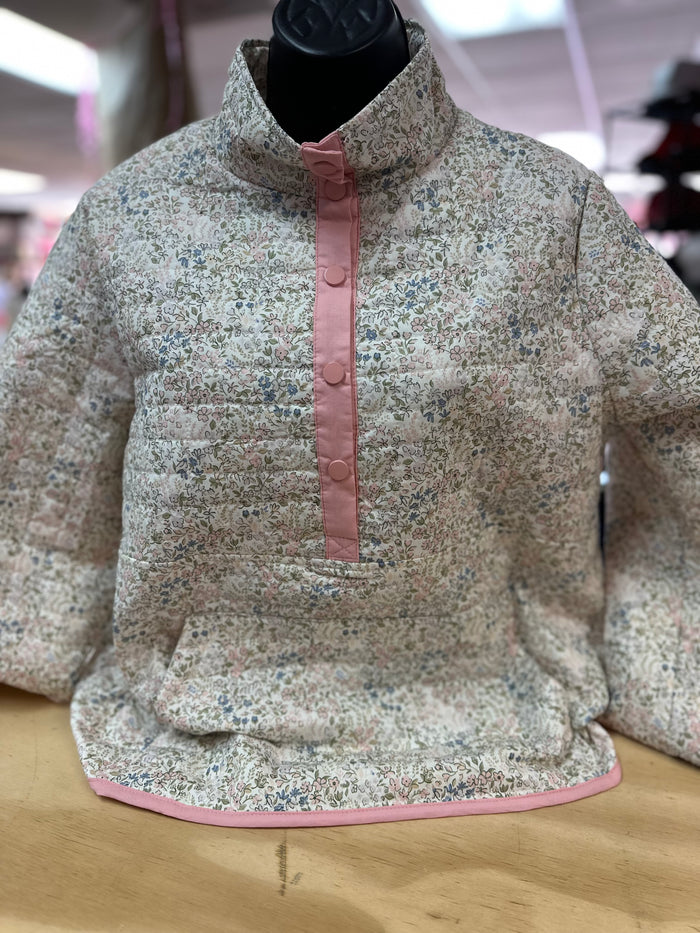 "Ivory Multi Ditsy Floral" Quilted Jacket