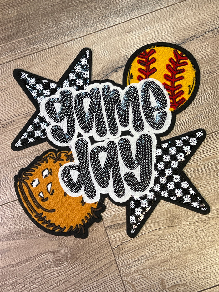 Shirt Patches (Sequins)- "Gameday; Softball Theme" (11X11)