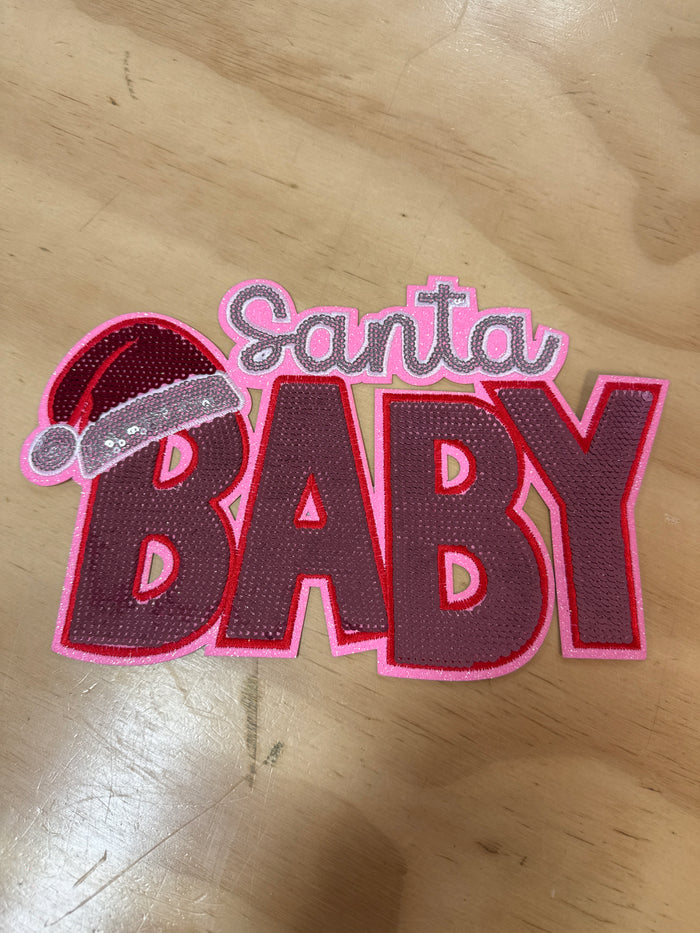 Shirt Patches (Sequins)- "Santa Baby; Santa Hat" (10.5X7)