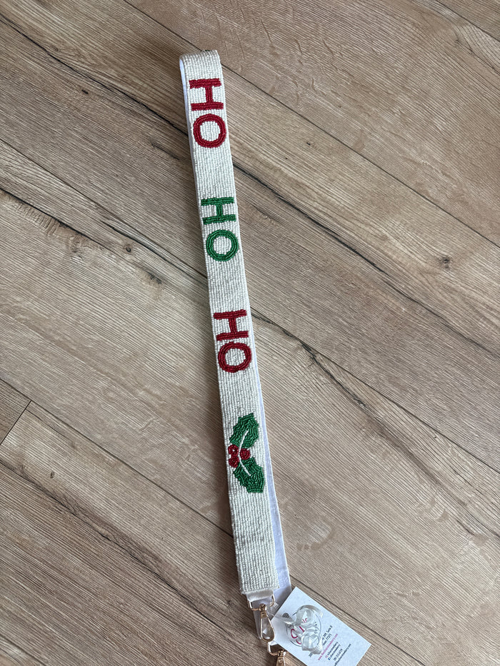 Nadine Purse Strap- "Ho Ho Ho" Red & Green