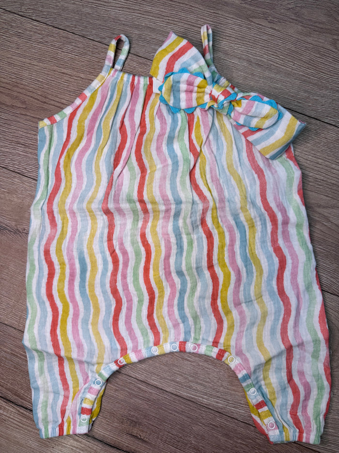 "Rainbow Wavy Stripes" Headband & Long Romper