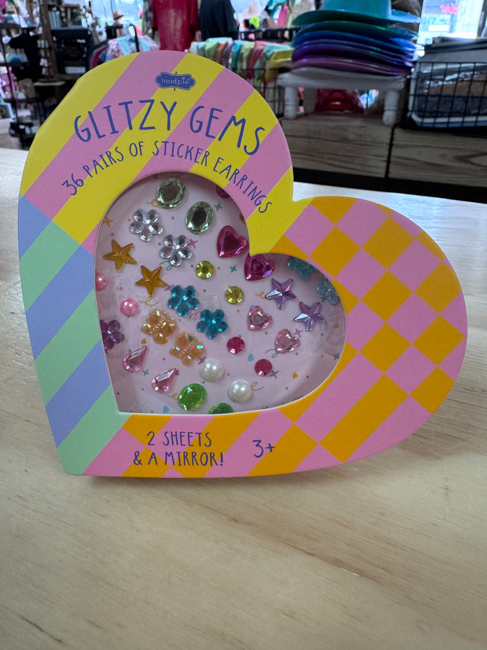 Kids Sticker Earrings- "Glitzy Gems; Heart"