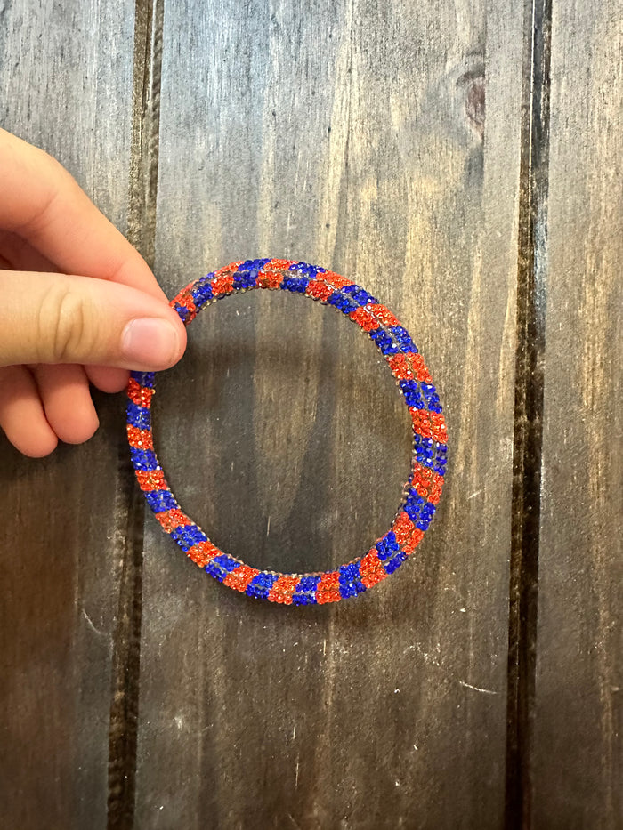 Ray Of Rhinestone Bracelets- Royal Blue & Orange