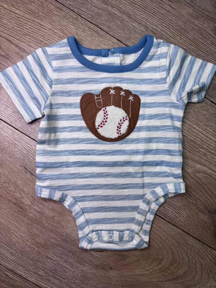 "Baseball Stripe: Baseball Glove" Crawler Onesie