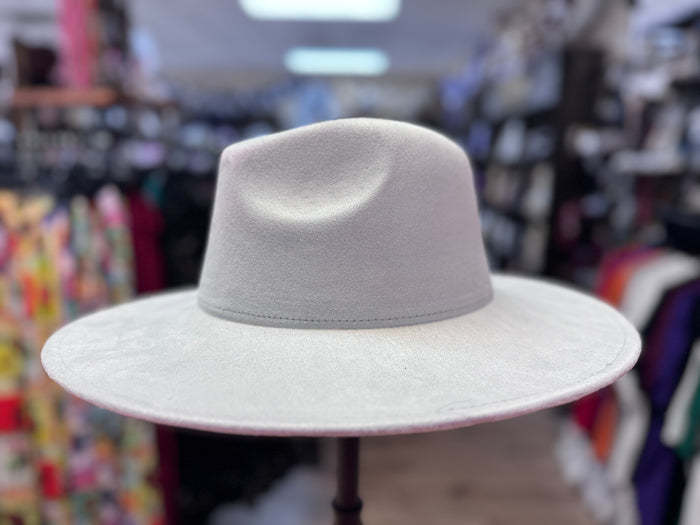 Suede (Wide Brim) Fedora- Ash