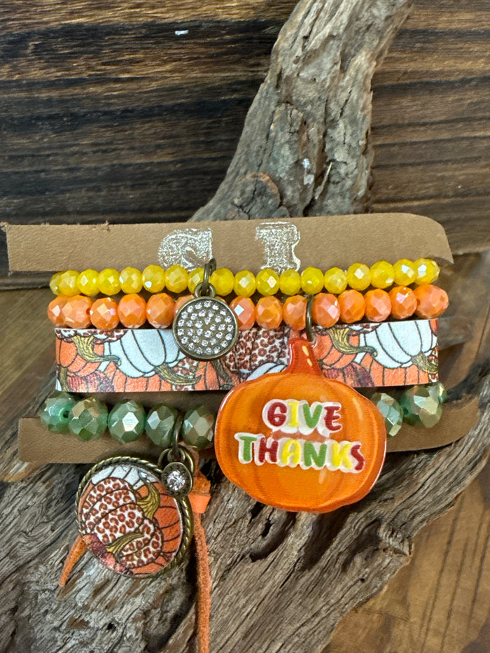 Shania Cluster Bracelet- "Give Thanks" Pumpkins