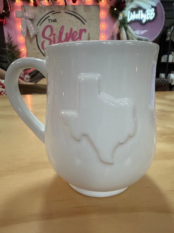 Coffee Mug- "Texas White Embossed"