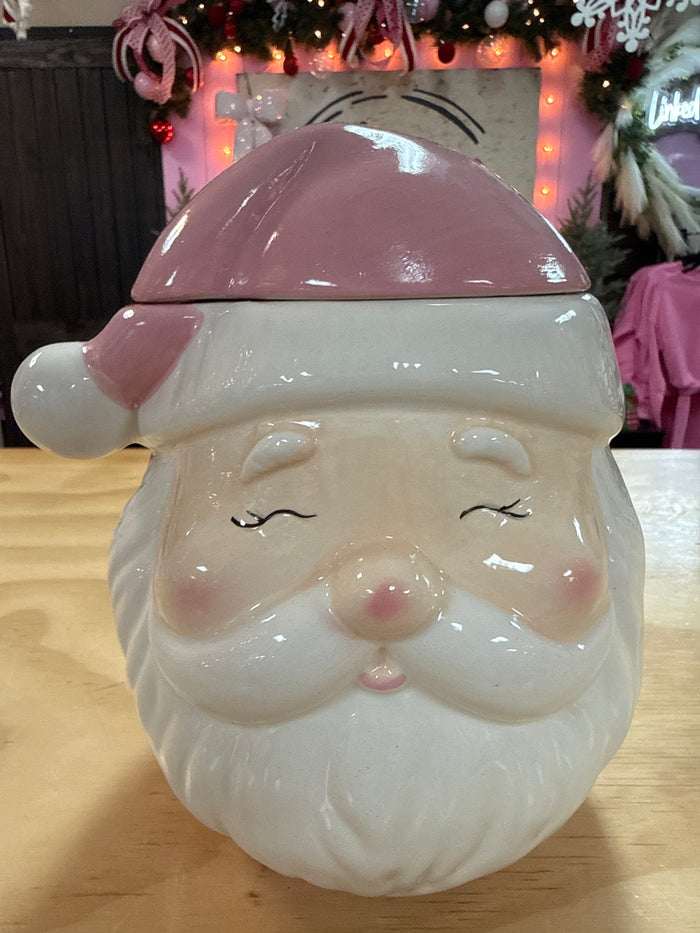 Christmas Dish- "Pink Santa Head" Cookie Jar