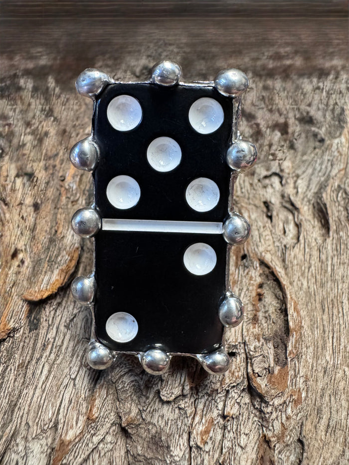 Jessica Rings- "5;2 Black" Silver Beaded Domino