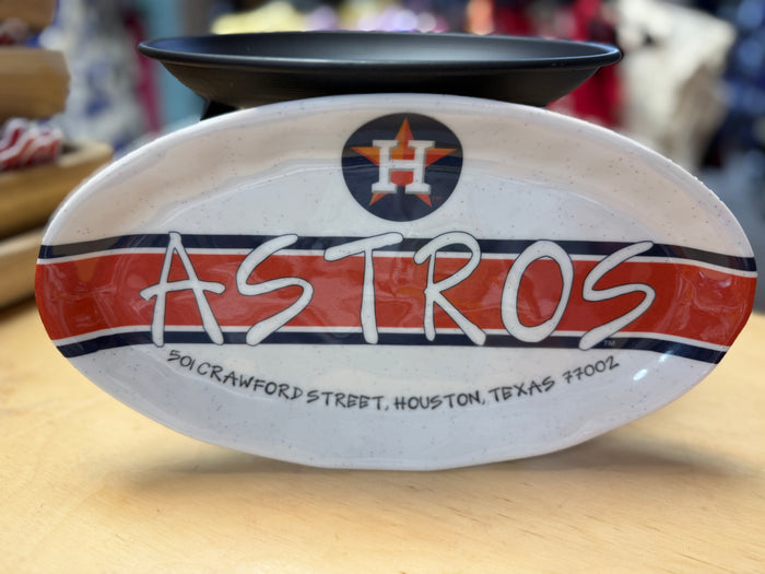 Kitchen Goods- "Astros Stripe" Speckled White Dish