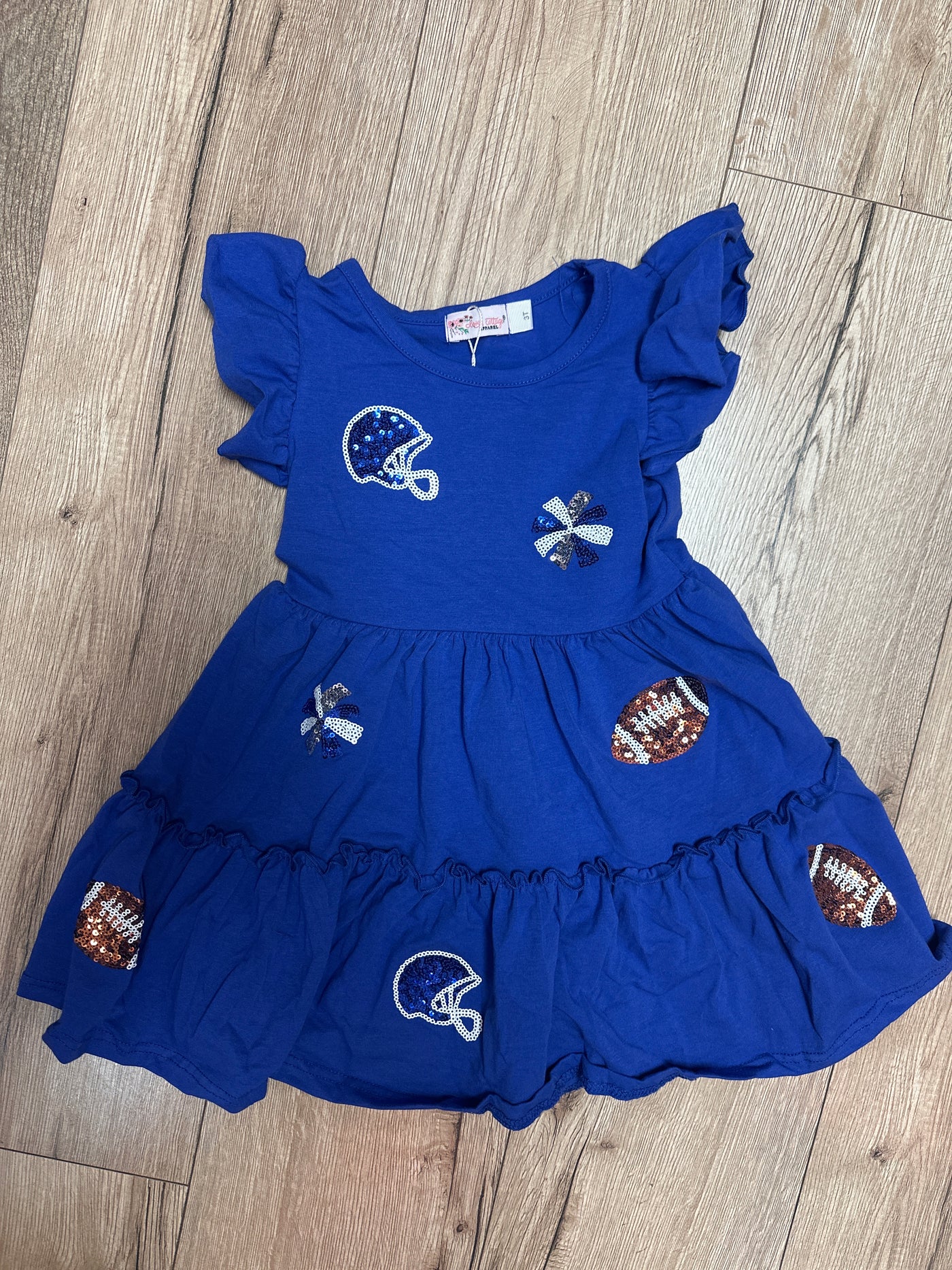 Blue Football Sequin -Kids Dress 9/10