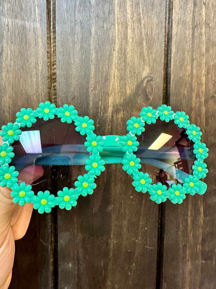 Kid Sunglasses- Daisy Flowers; Green