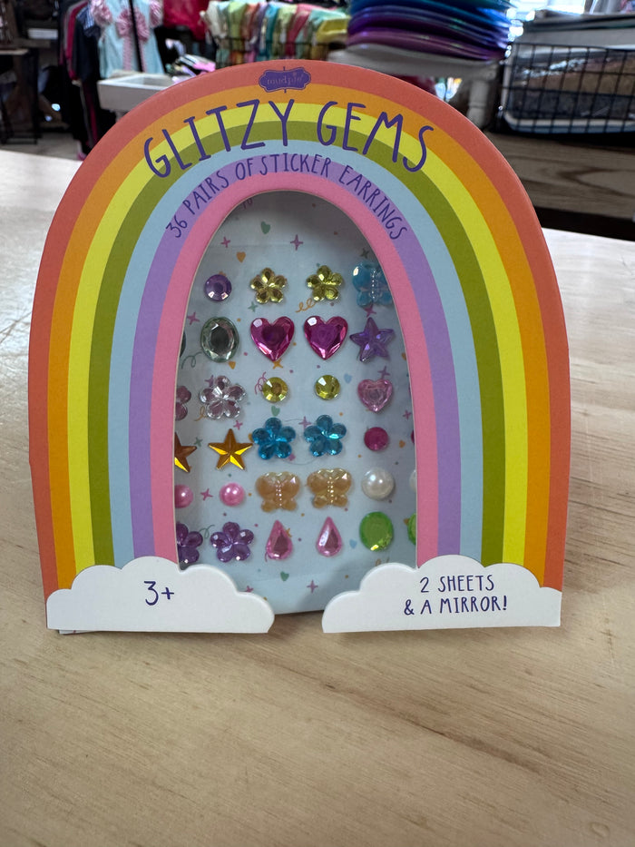 Kids Sticker Earrings- "Glitzy Gems; Rainbow"