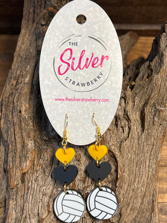 Jordan Earrings- "Volleyball" Yellow & Black