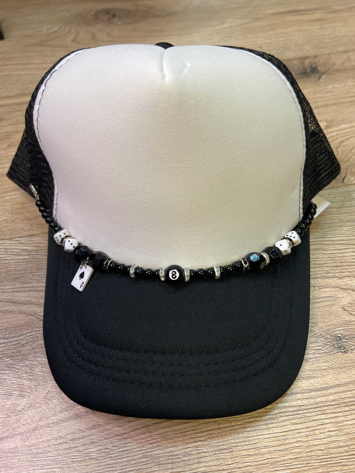 "Scarlett" Hat Bands- "Black Dice" Black Beaded