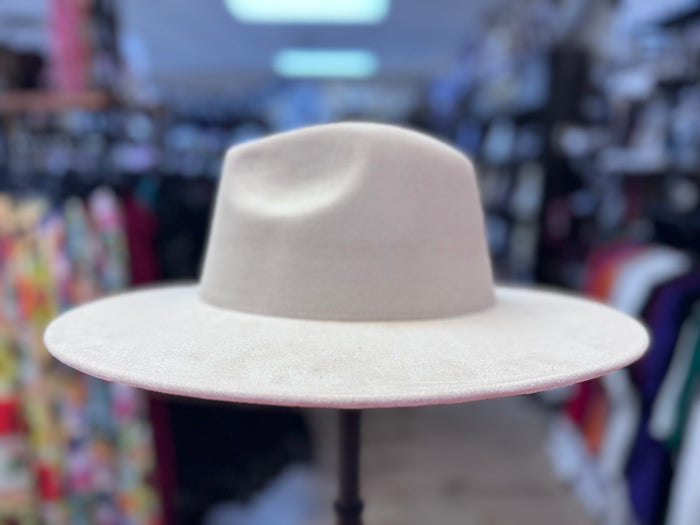 Suede (Wide Brim) Fedora- Ivory