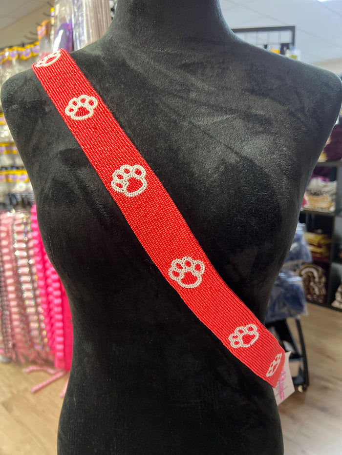 Nadine Purse Strap- "Paw Prints" Red